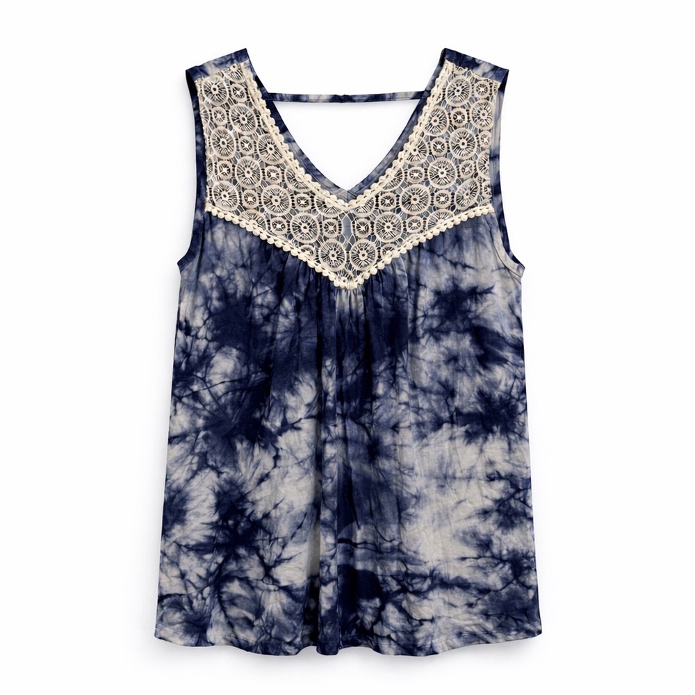 Everleigh Boho Tie Dye Crochet Lace Tank 1X
